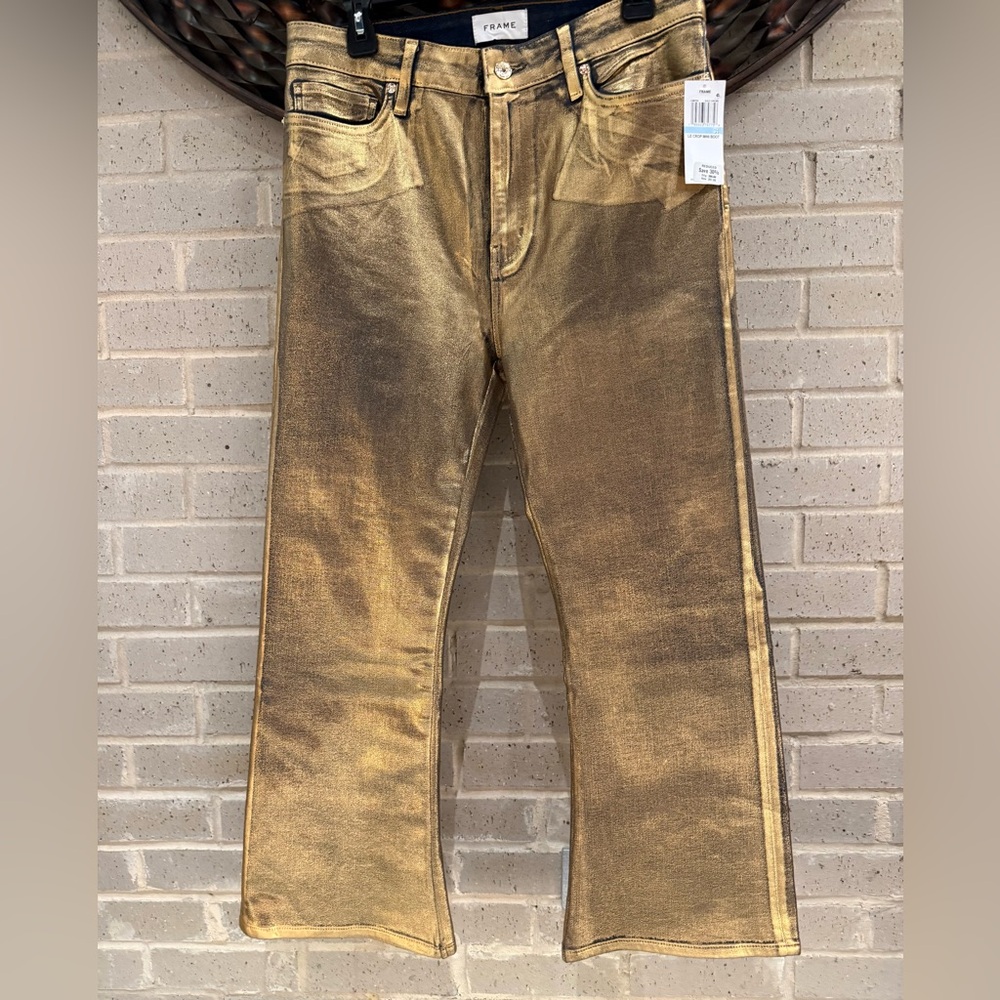 • FRAME • Le Crop Mini Boot Jeans • Color: GOLD CHROME • NEW NWT - Picture 7 of 14